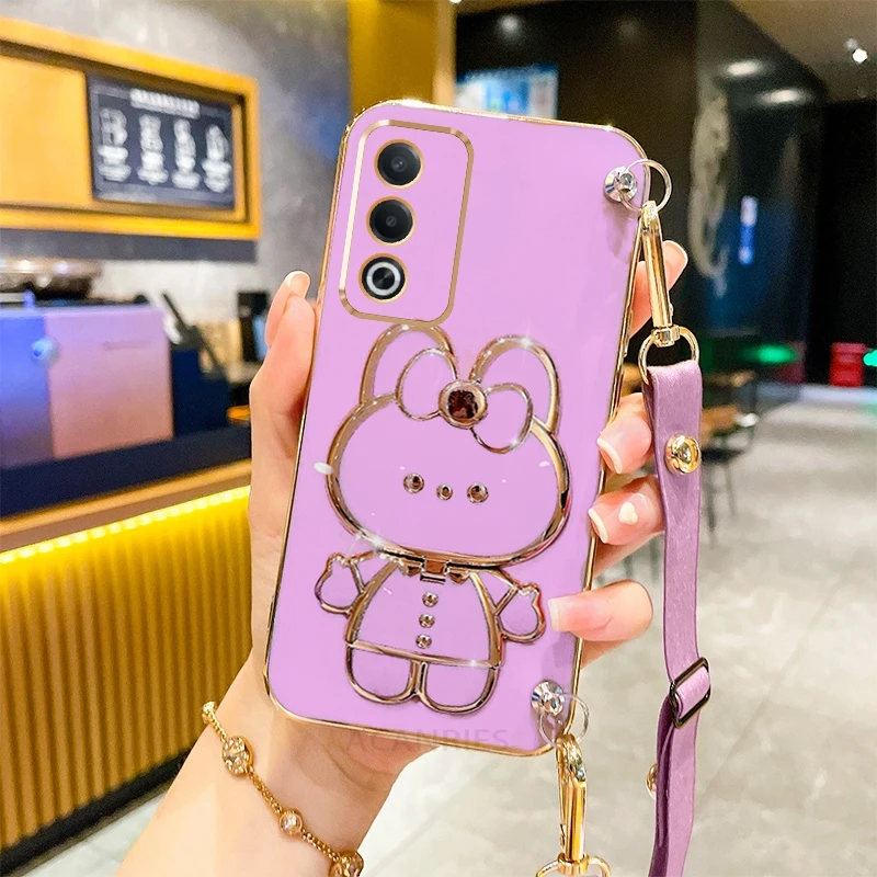 Crossbody Mirror Holder Silicone Case with Lanyard Strap - Shockproof Stand Cover