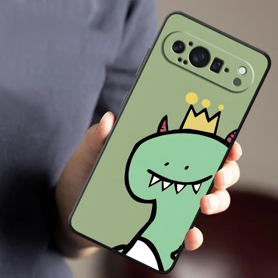 Whimsical Dinosaur Goose Black Soft Shell Phone Case