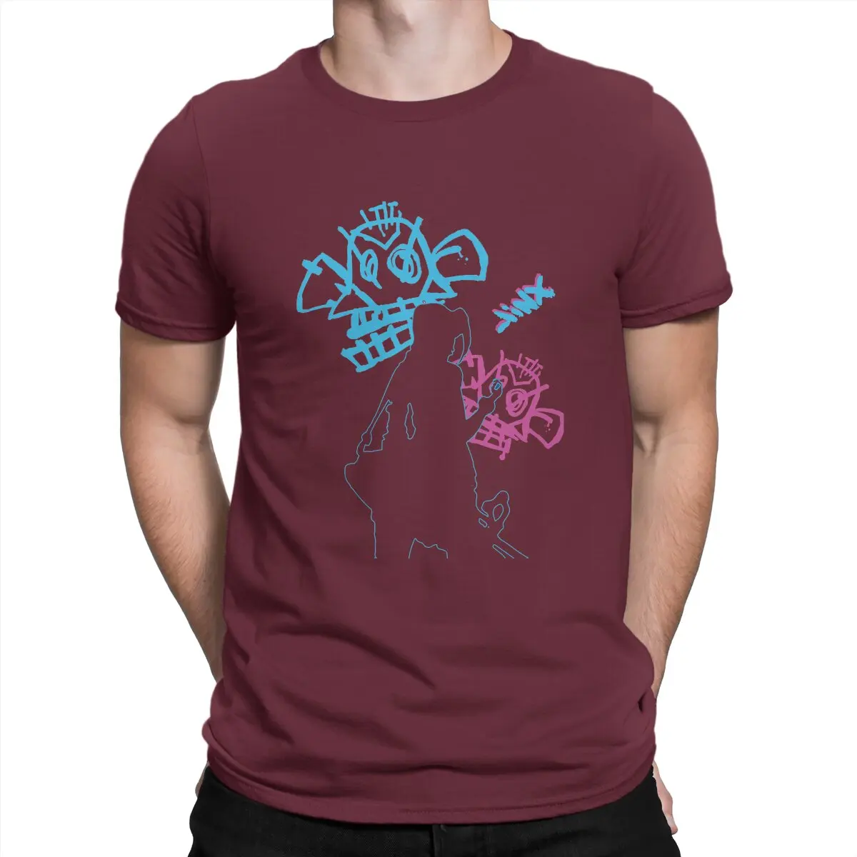 thumbnail image 1 of Camiseta de algodón vintage de anime para hombre, manga corta, estilo arcano, League of Legends, LOL, cuello redondo, nueva llegada, 1 of 7