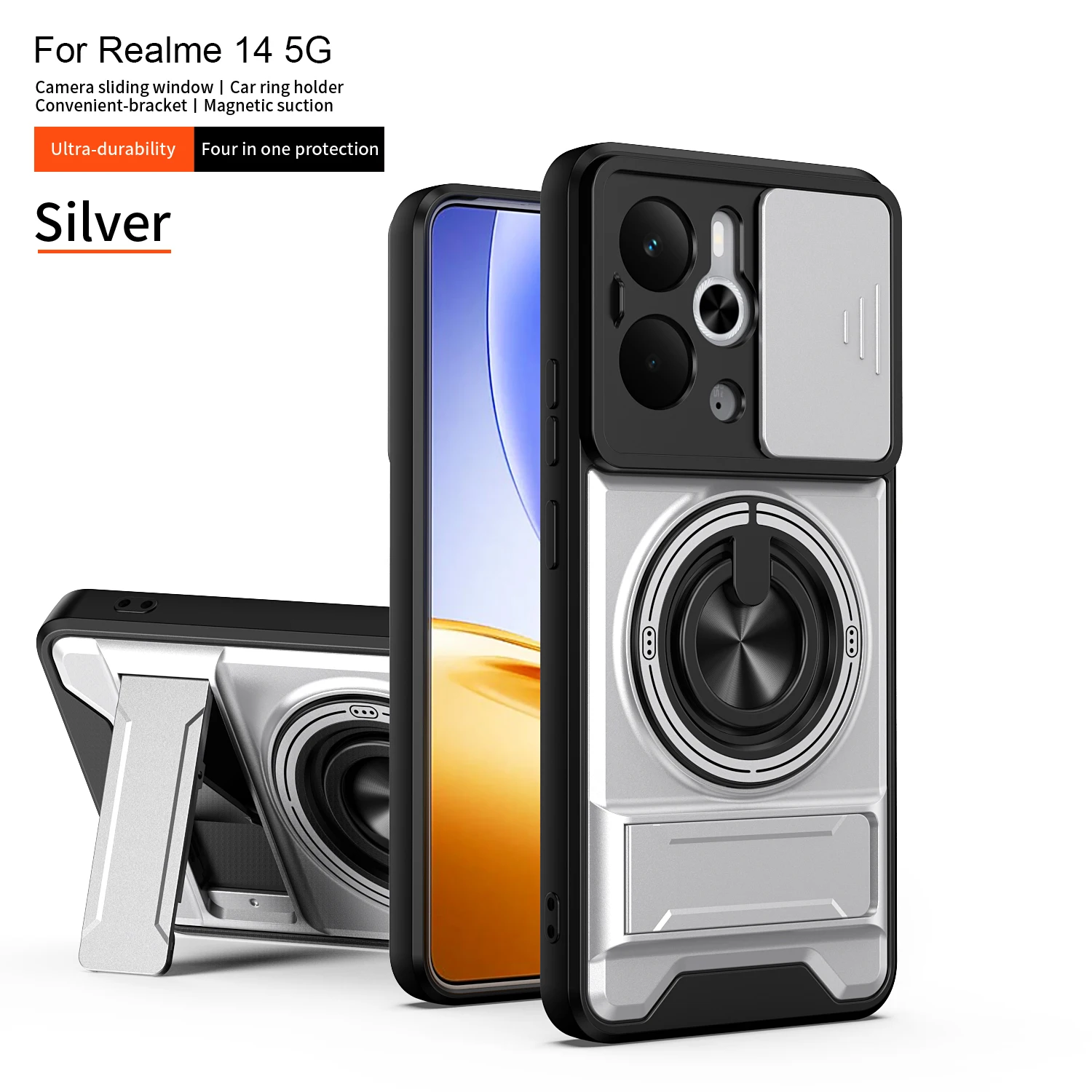 Enhanced Protective Magnetic Armor Phone Case with Foldable Holder and Camera Protection
