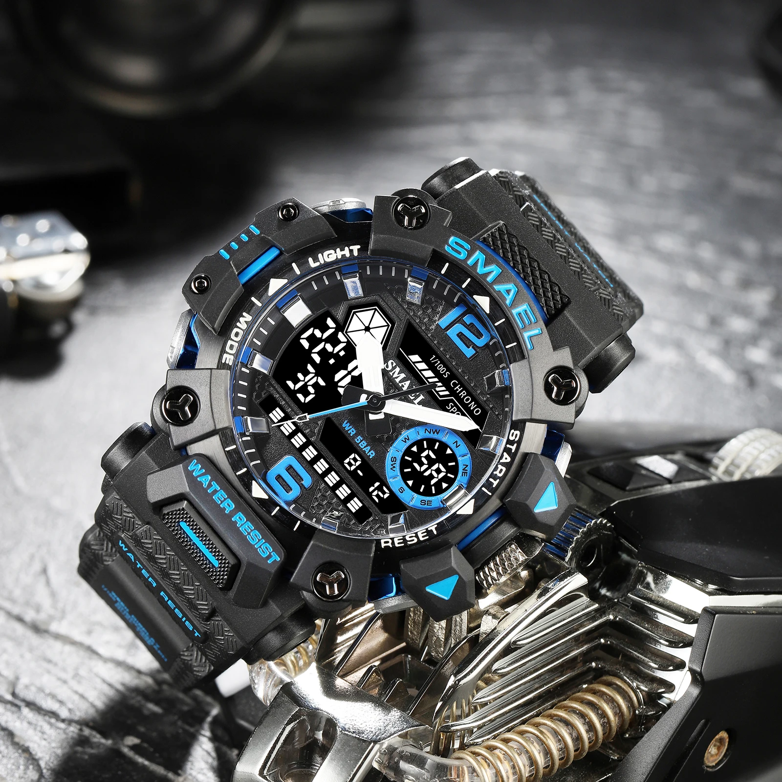Quartz Watch Men Waterproof Watches Janpenese Quartz Chronograph Heavy-Duty Watch Men Alarm Electronic Wristwatch
