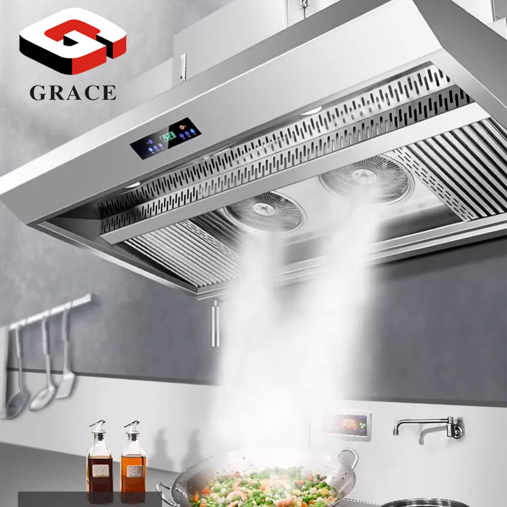 

Grace Restaurant Kitchen Appliance Range Hood Stainless Steel Customized Kitchen Island Extractor BBQ Hoods