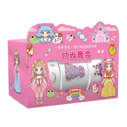 Cute Princess Dress Up Cartoon Washi Tape Set for Children's Crafting and Decoration (1 box)