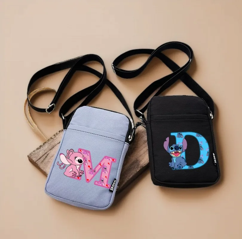 Stitch A-Z 26 English Letters Women Shoulder Bag Canvas School Students Mobile Phone Bags
