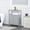 Kleankin Freestanding Modern Bathroom Storage Cabinet, with Doors and Open Shelf, Bathroom Organizer Furniture, Grey 2