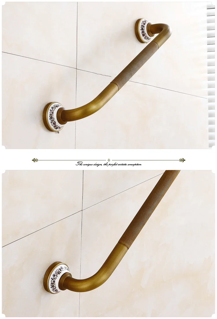 Description Picture 6 of itemAntique Grab Bars Bathroom Wall-mount Safety Assist Handle Towel Rack Bathtub Handrail Brass Anti-slip Elderly Armrest Hardware