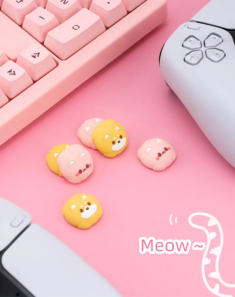 New Silicone Jon Con Thunb Grip Caps For PS4 PS5 Cute Dog Cat Joystick Caps For NS Pro Cover Analog Thumb Stick Grips