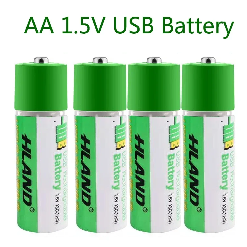 1.5V AA 1300mAh USB rechargeable lithium ion battery For Remote Control Wireless Mouse + cable Large capacity