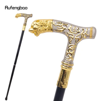 Golden White Tiger Luxury Pattern Walking Stick Party Fashion Elegant Walking Stick Decorative Cospaly Cane Knob Crosier 89cm