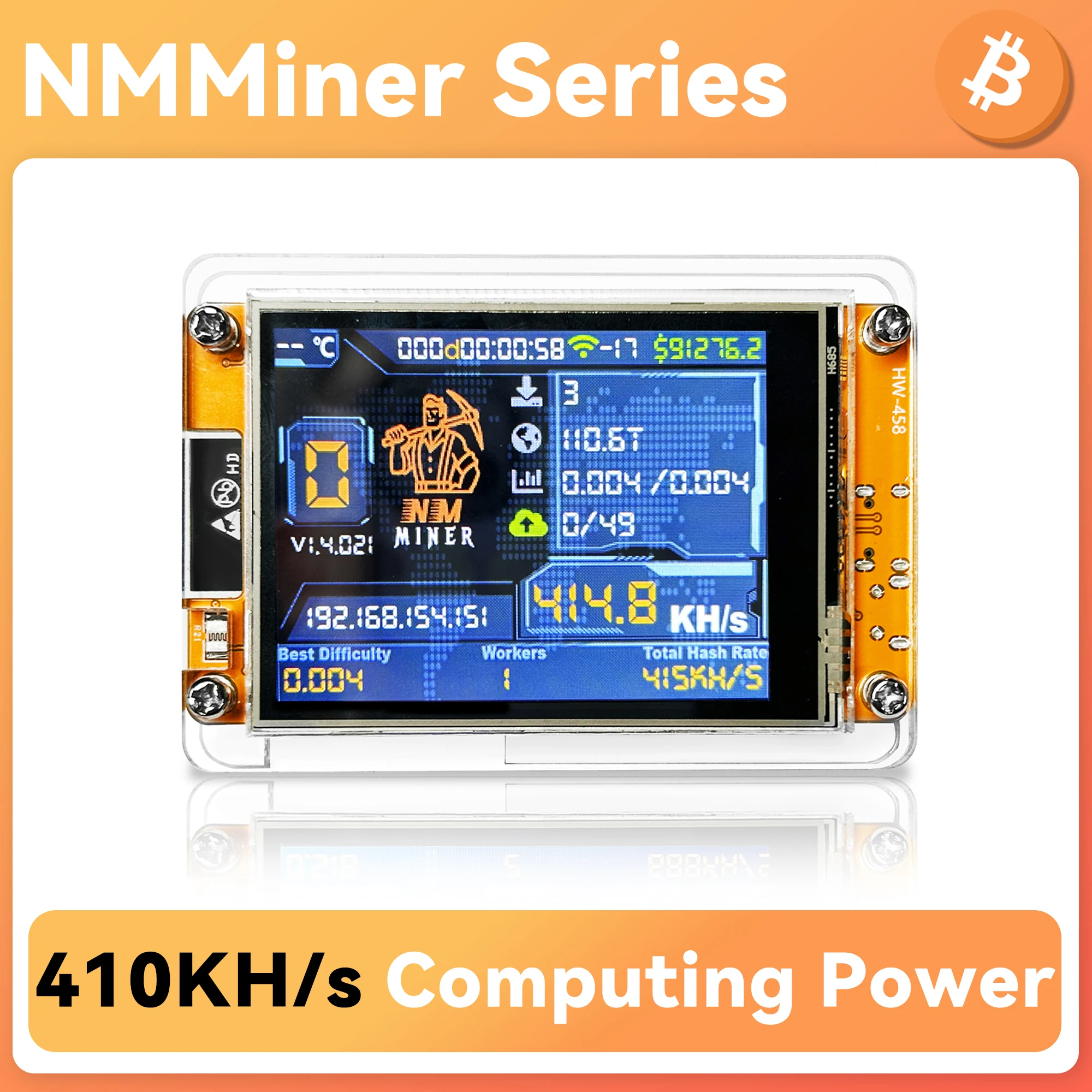 Bitcoin NerdMiner V2 NMMiner ESP32 Lucky Miner Hashrate 410KH/s 2.8 inch Smart Display Crypto Solo Lottery ESP32-2432S028R WROOM