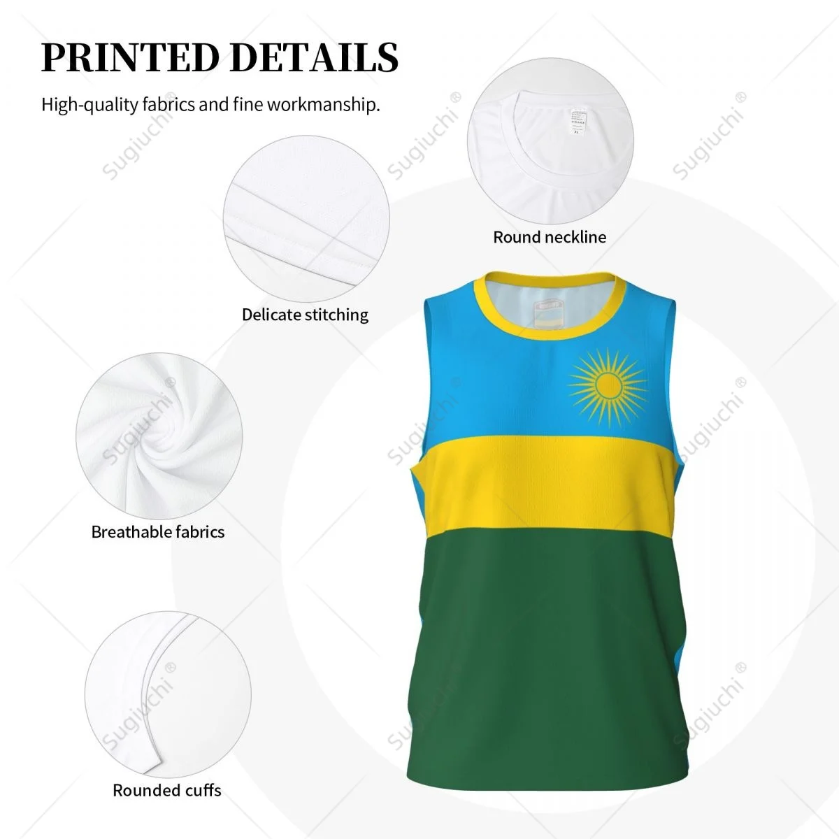Rwanda Flag Men Basketball Sports Running Fitness Multifunction Sleeveless tshirt Exclusive Name Nunber