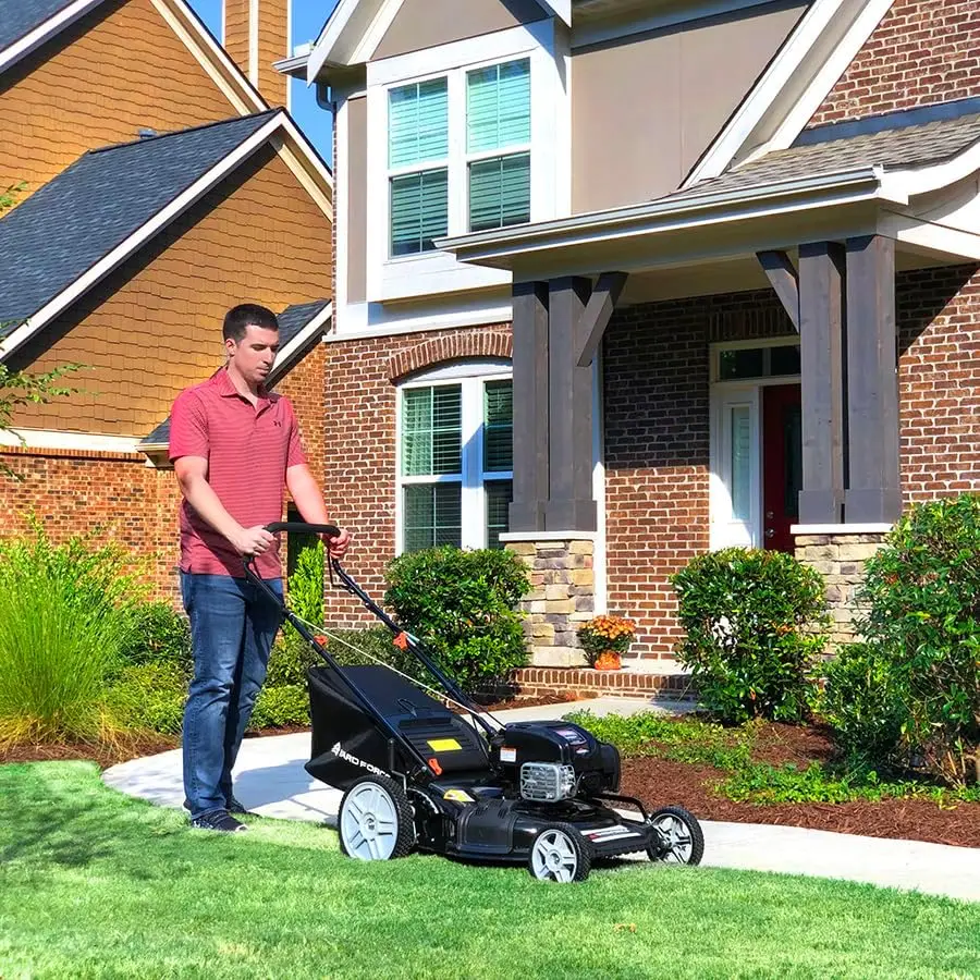 

Self Propelled Lawn Mower Briggs & Stratton 150cc Gas Engine 22-inch Steel Deck 3-in-1 Mulch, Bag, Side Discharge, 12-inch High