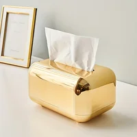 1pc Vintage Bread Shape Tissue Box Holder ABS All-in-One Bathroom Accessory Electroplated Luxury Organizer Storage Solution 1