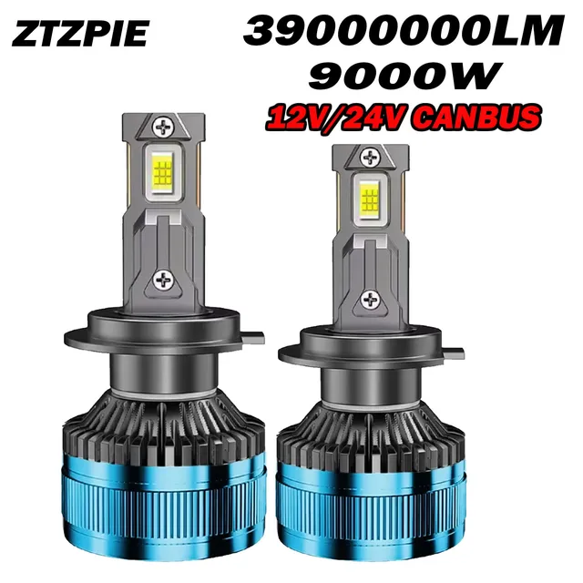 หลอดไฟ LED Canbus ZTZPIE TOP 6000K HB3 HB4 9005 9006 H1 H7 H4 H11 18 คอร์ CSP 7750 กำลังไฟ 9000W ความสว่าง 39000000LM สำหรับไฟหน้ารถยนต์ 1