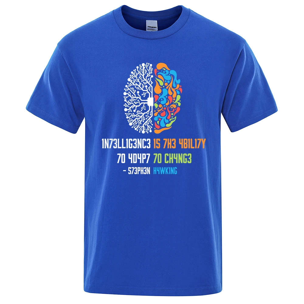 L'intelligence est la capacité de s'adapter au changement hommes femmes chemise vêtements ample coton surdimensionné t-shirt Hip Hop hauts_voghion.com