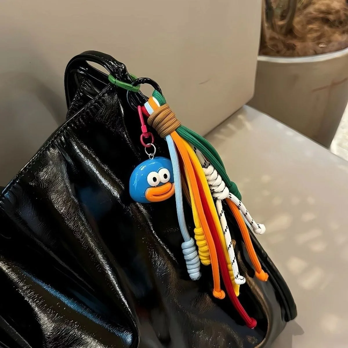 Keychain mouth colorful cute sausage backpack funny ins style student couple backpack hanging chain decoration 4