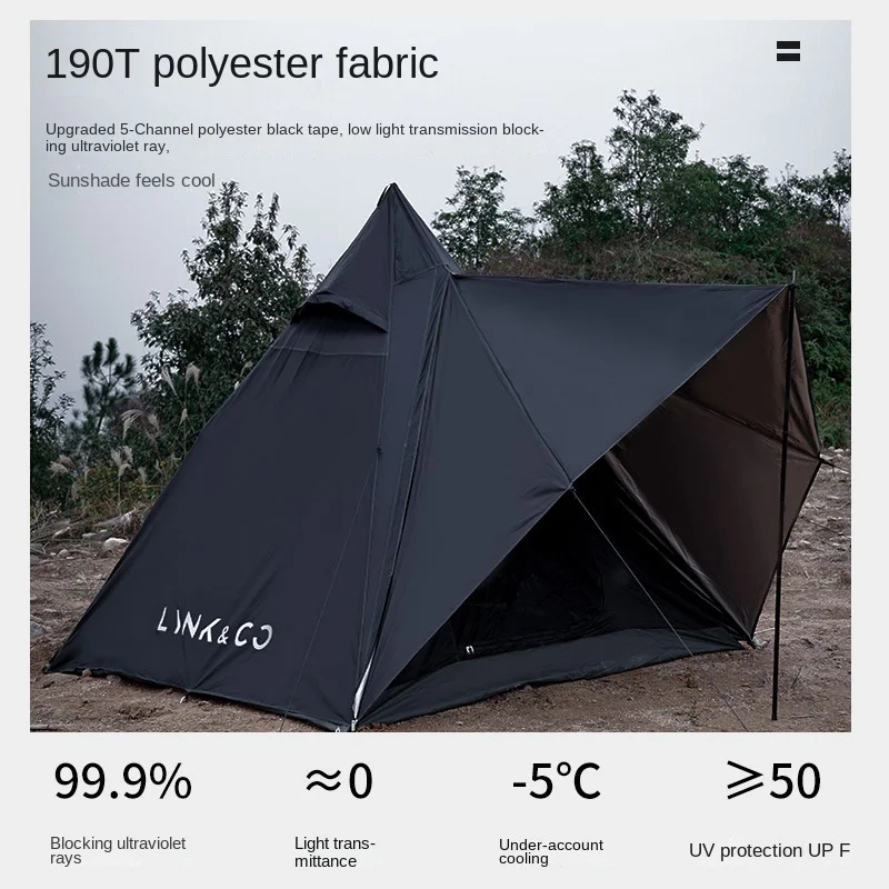 

Outdoor Camp Double-layer Internal External Tents Steeple Type Camping Tent Rainproof Multi-person Black Warrior Pyramid Tent