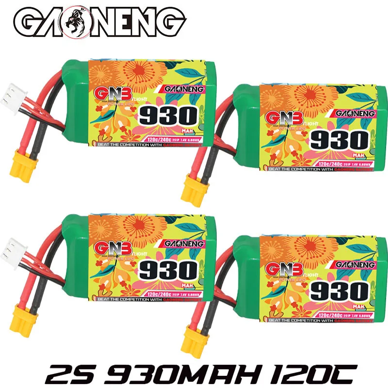 

Upgraded GNB 2s 7.4V 930mAh 120C/240C Lipo Battery For RC Helicopter RC Quadcopter FPV Racing Drone Parts 7.4V Battery