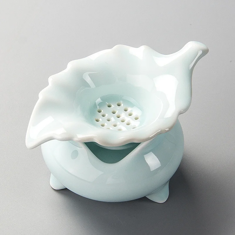 Tea Strainer Creative leaf shape porcelain Celadon Tea filter Kung Fu Infusor Teacup