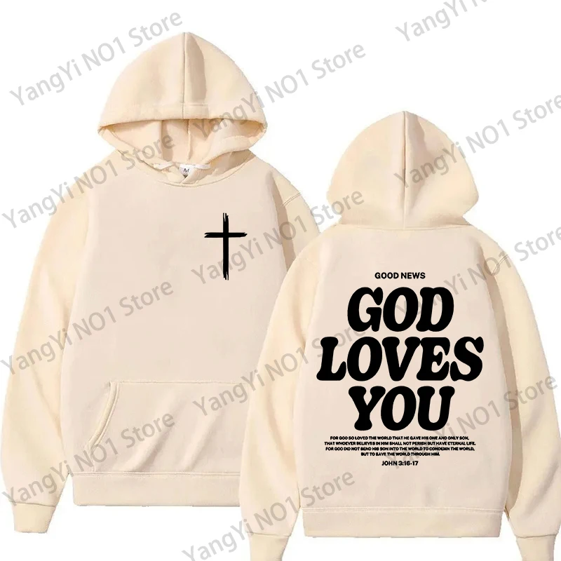 Christlicher Jesus-Kirchen-Hoodie mit Bibelvers „Gott liebt dich“ Kapuzenpullover für Männer und Frauen Vintage Sweatshirts Streetwear Y2K Harajuku Ästhetik