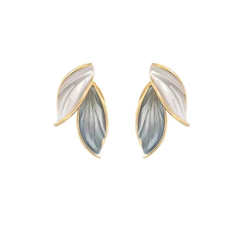 Stud Earrings Korean Metal Leaf Stud Earrings For Women Fashion Jewelry