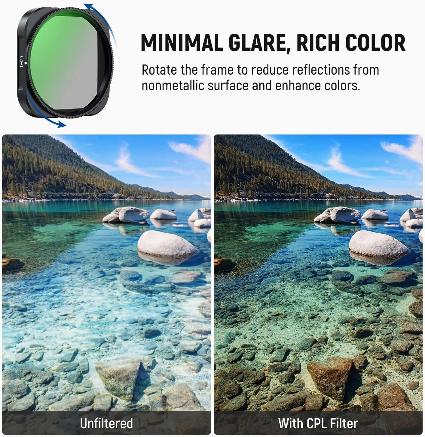 Filtre ND16 du Kit pour Insta360 Ace Pro et Ace Pro 2 permettant des poses longues, avec teinte grise uniforme