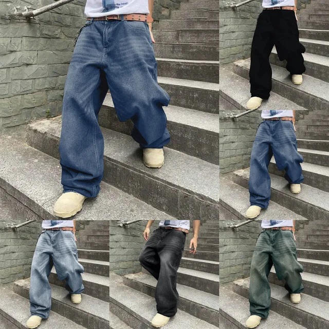 Jeans Gamba Larga Streetwear Jeans Cargo Uomo Larghi ORANDESIGNE