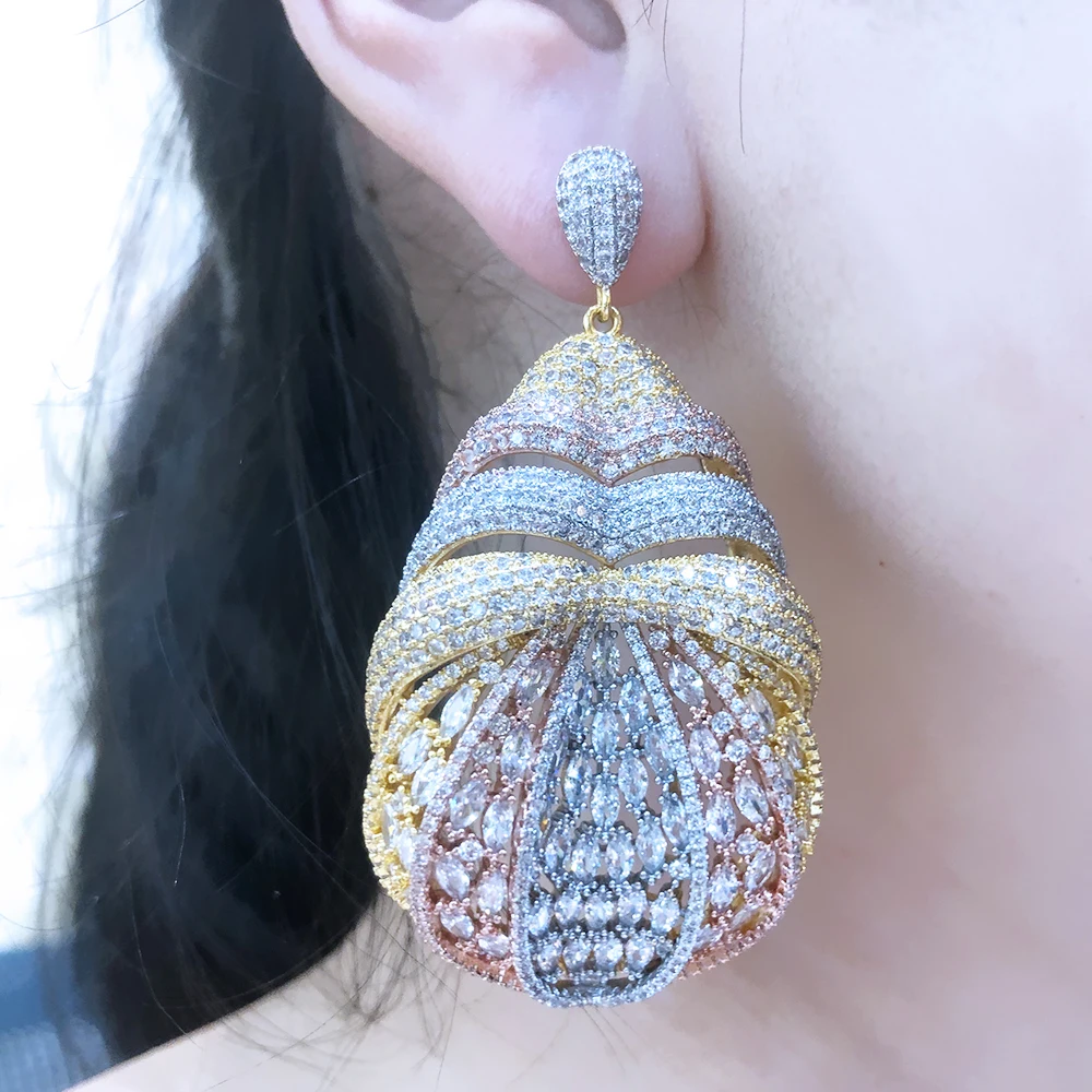 Siscathy Dubai Luxury Cubic Zircone Big Bold Waterdrop Orecchini Per Le Donne Moda Orecchino Gioielli Boucle Oreille Femme Luxe