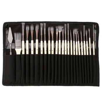 24 PCS Paint Brush Set  Canvas Roll Nylon Watercolor Acrylic Oil Painting Brushes for Artists Students DIY Art Supplies 1