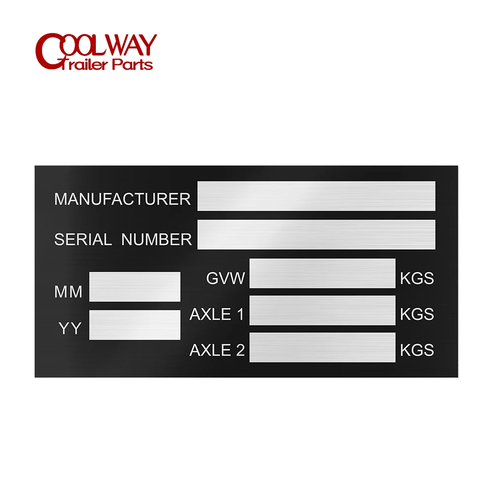 Aluminum Serial Number Vehicle ID Tag 100 X 50mm With Sticker Trailer Weight Plate Boat Bike VIN Chassic RV Camper Parts