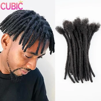 Brazilian Dreadlock Extensions 0.6cm Width Real Human Hair Permanent Locs for Men/Women 10 Strands 8 Inch Hair Add-Ons 1