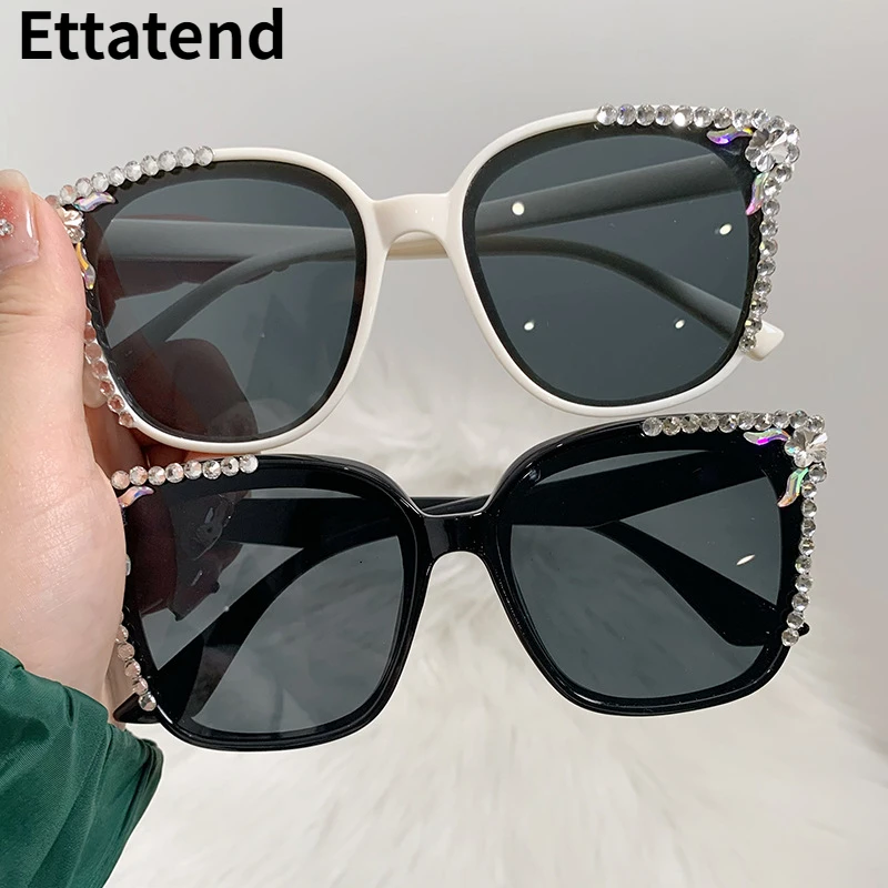 2023 Classic Square Sunglasses Women Vintage Brand Designer Sun Glasses  Luxury Rhinestone Diamond Eyeglasses Uv400 Gafas De Sol