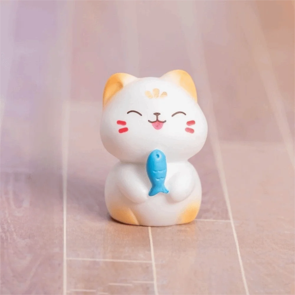 Charming DIY Cartoon Cat Resin Miniature Desktop Figurine Decor
