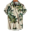 Men Hawaiian Casual shirt Men's beach Short Sleeve Shirts Coconut Tree Pattern Print Casual Seaside Lapel Button Up Shirt Tops 1