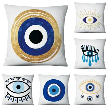 Evil Eye Symbol Art Print Cushion Cover Pillows Case Decor Home Living Room Sofa Square Throw Pillowcase for Office Chair Seat 1
