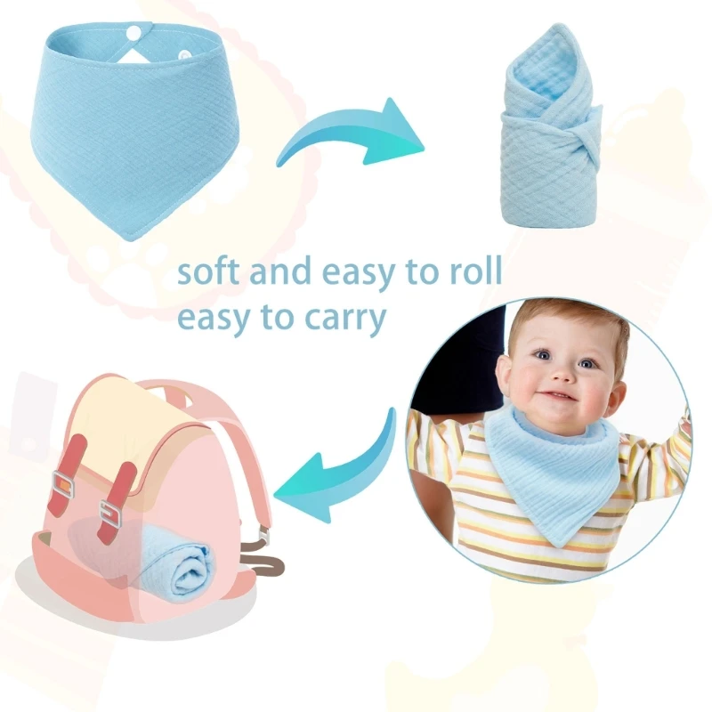 

10PCS Baby Bib Breathable Drooling Bib Organic Cotton Burp Cloth Snap Bib Infant Teething Bib Neck Scarf Nursing Supply Feeding