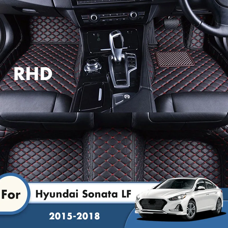 Hyundai sonata lf 2018 2017 2016 2015用rhdカーフロアマット人工皮革ラグオートスタイリングインテリアアクセサリー  AliExpress