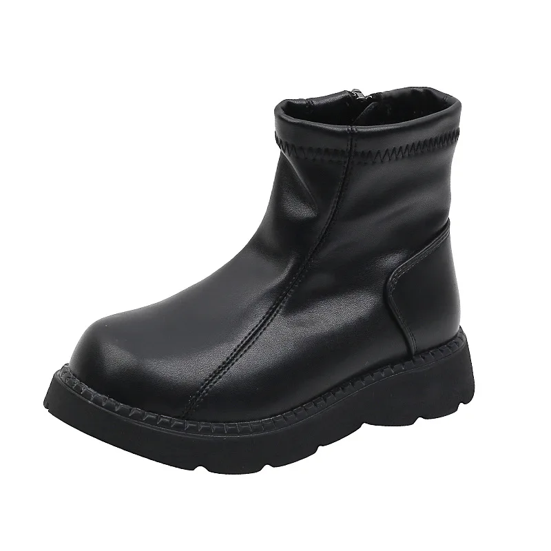 

New Boys Unisex Boots Genuine Leather Children Ankle Boots Girls Autumn Winter Baby British Style Kids Shoes