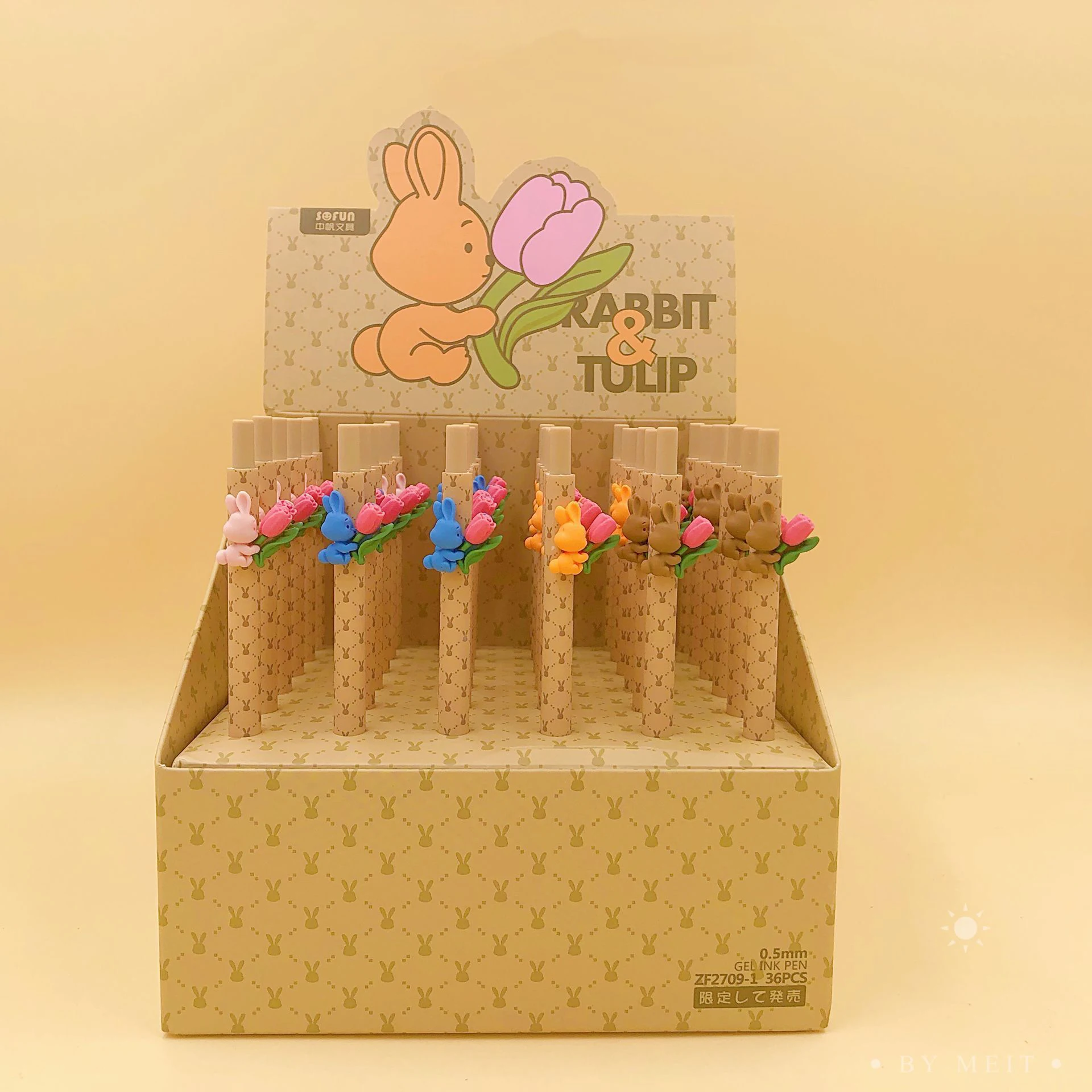 

36 pcs/lot Kawaii Tulip Rabbit Press Gel Pen Cute 0.5mm Black Ink Pens Gift Stationery Office School Supplies Wholesale