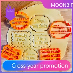 4PCS Cookie Cutters Molds with Good Wishes Cookie Stamp Pastry Tools Biscuit Mold for Baking Fondant Cutter baking sifon cocina