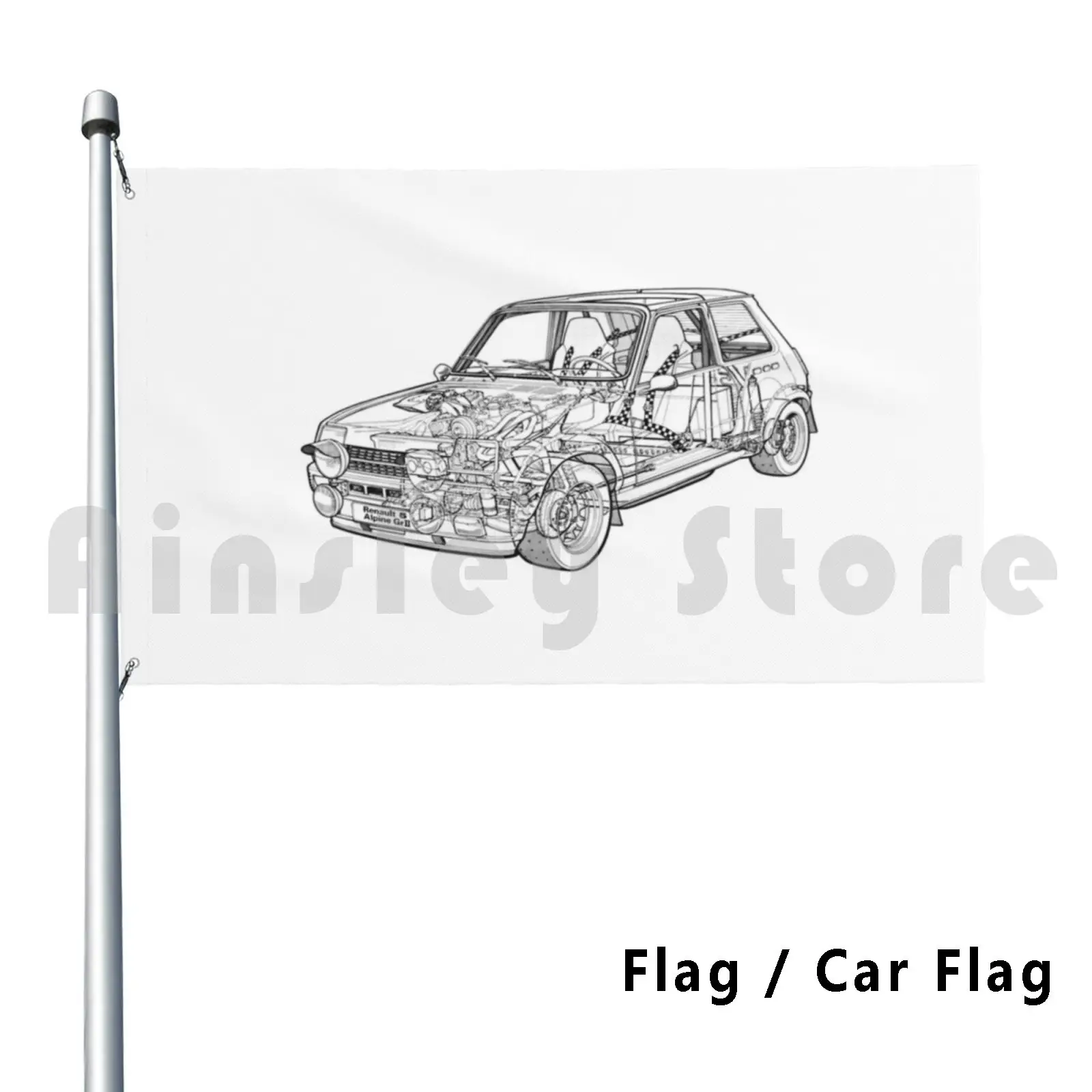 1977 5 Alpine Rally Wrc Black Blueprint Flag Car Flag Funny 1977 5 Rally Alpine Wrc