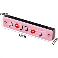 Harmonica Wooden Painted Double Row 16 Holes 24 Holes Can Blow Harmonica Children's Musical Instruments Toy Mouth Organ 2