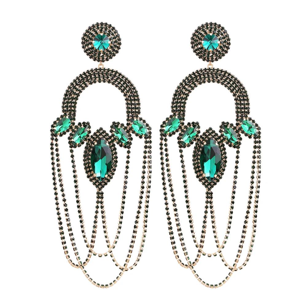 LongTasselRhinestoneDropEarringsforWomenStatementEarrings