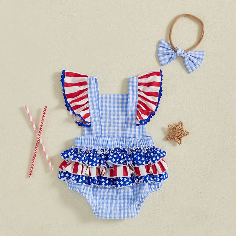 PEASKJP Baby Girl Baby Girl One Piece Outfit Summer Romper Jumpsuit Print Fly Sleeves Overalls Playsuit Infant Casual Clothes Pink 3 6 Months