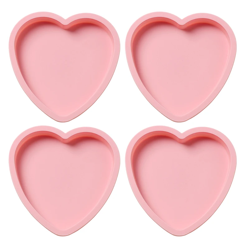 Set Di 4 Teglie Per Torte A Strati In Silicone A Forma Di Cuore A Forma Rotonda Arcobaleno Stampo Da Forno Per Torte In Chiffon Di Formaggio Vassoio P