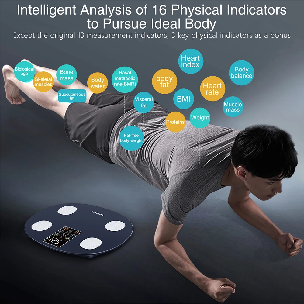 INSMART Body Fat Scale Weight Scale Balance Smart Scales with Screen for Body Weight BMI Digital Bluetooth Bathroom Scales