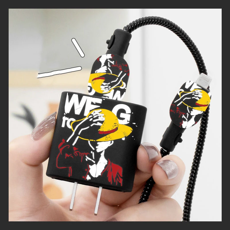 

One Pieces Anime Luffy 3D Cartoon Charging Cable Protector for Iphone Cute 20W Fast Usb Charger Protective Sleeve Accessories