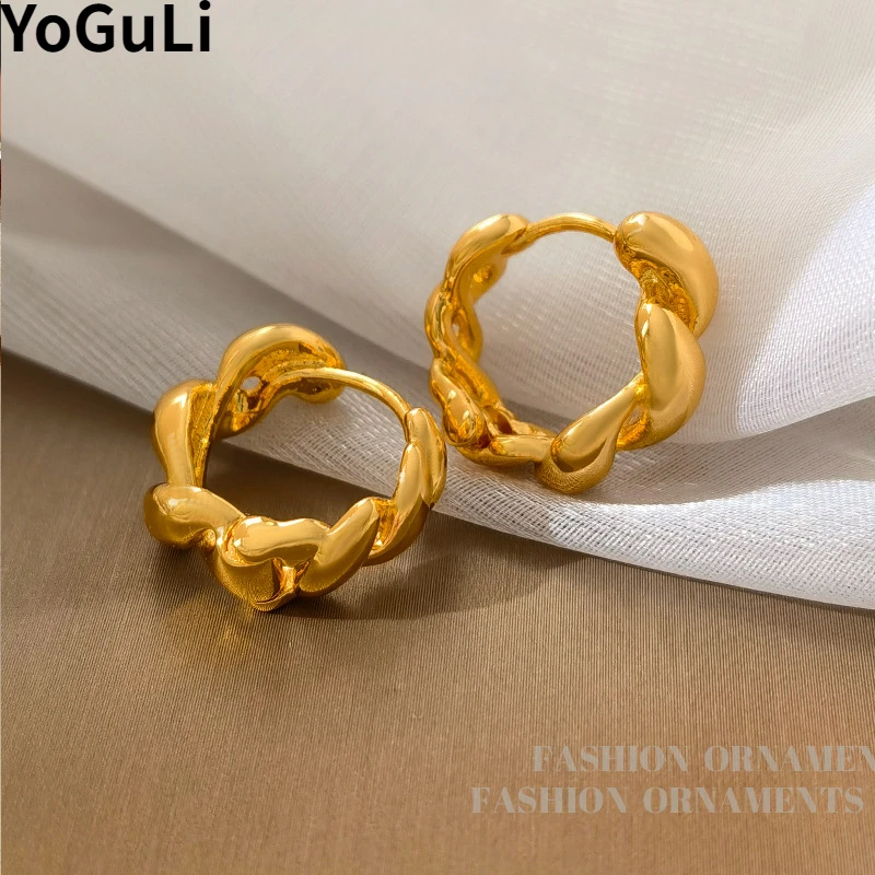 

Fashion Jewelry Vintage Temperament Gold Color Hoop Earrings For Women 2024 Trend New Simply Design Ear Accessories Hot Sale
