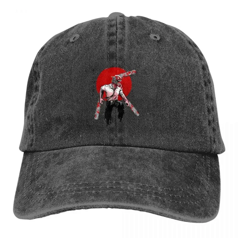 

Y2K Washed Men's Baseball Cap Red Sun Denji Trucker Snapback Cowboy Caps Dad Hat Chainsaw Man Anime Golf Hats