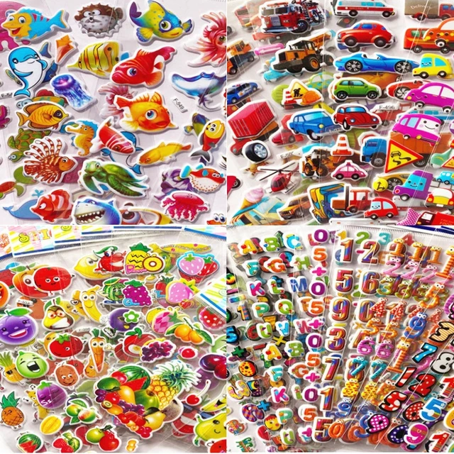 6 Sheets Kids Stickers 3D Puffy Bulk Stickers for Girl Boy